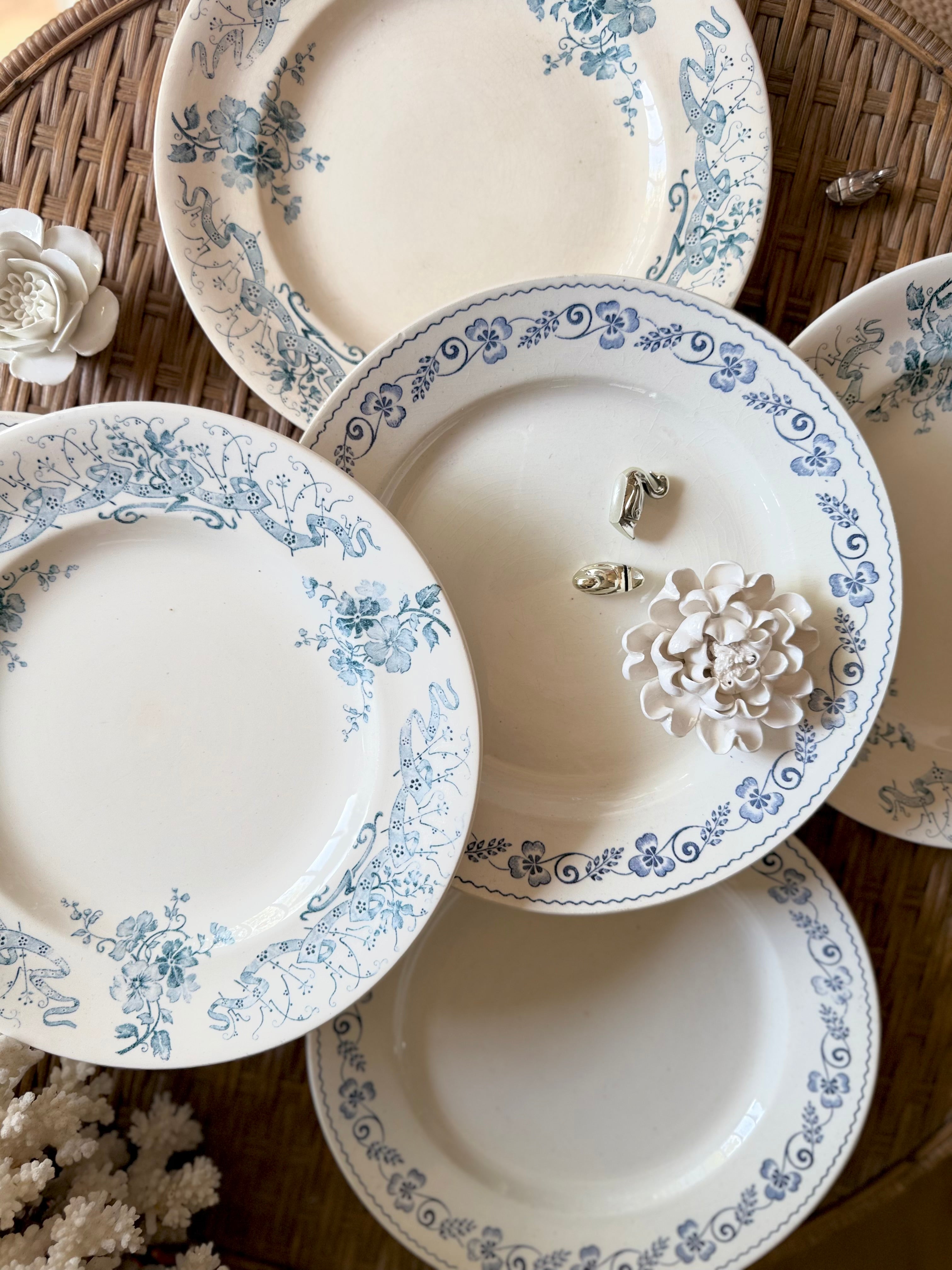 Assiettes plates en terre de fer dépareillées