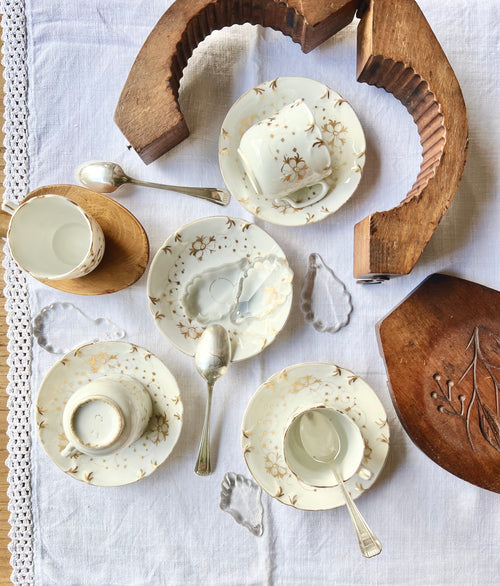 4 tasses à café Vieux Paris en porcelaine - Le boudoir luxe de Solenn