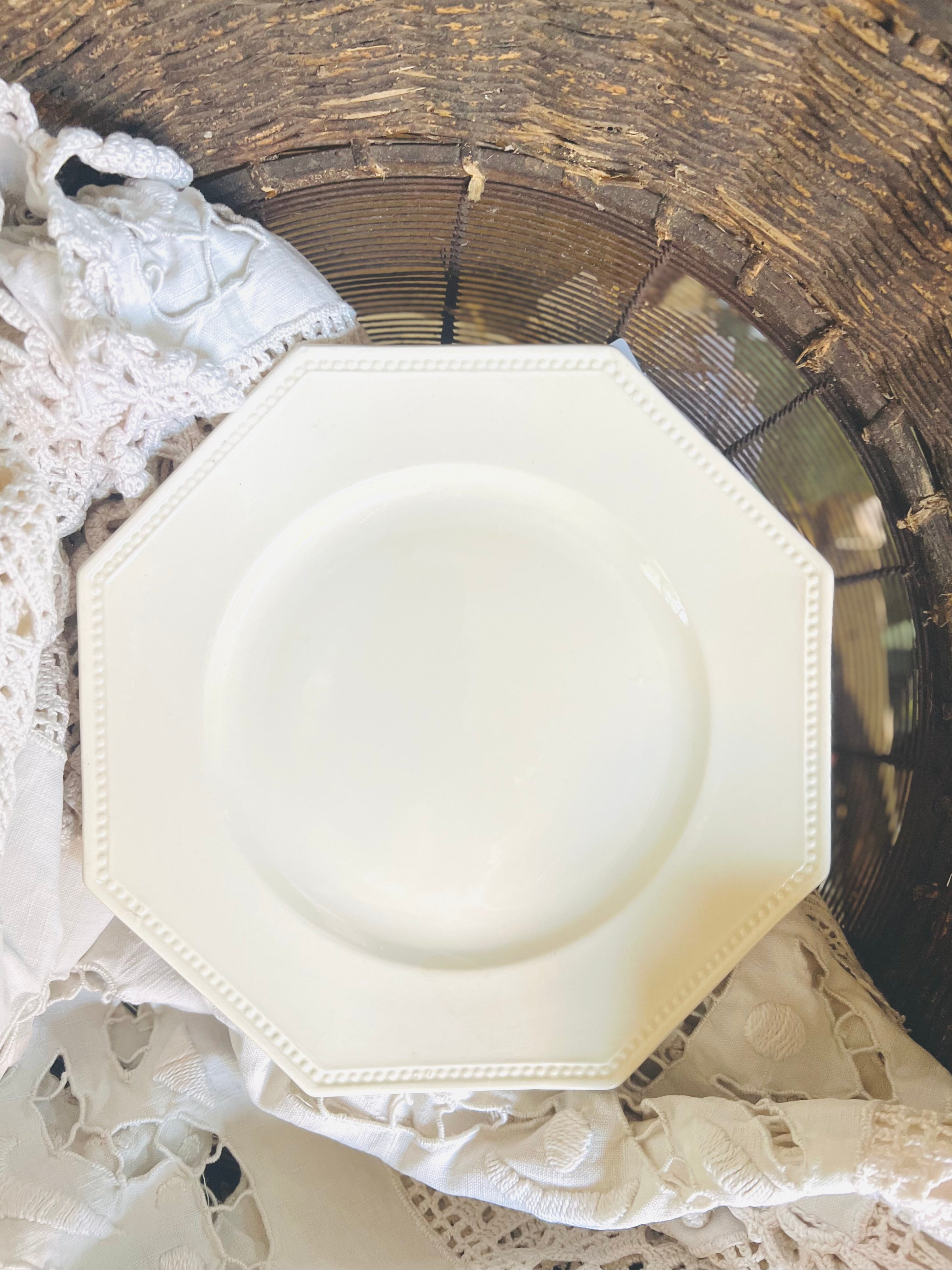 Assiettes plates Sarreguemines, perlées - Le boudoir luxe de Solenn