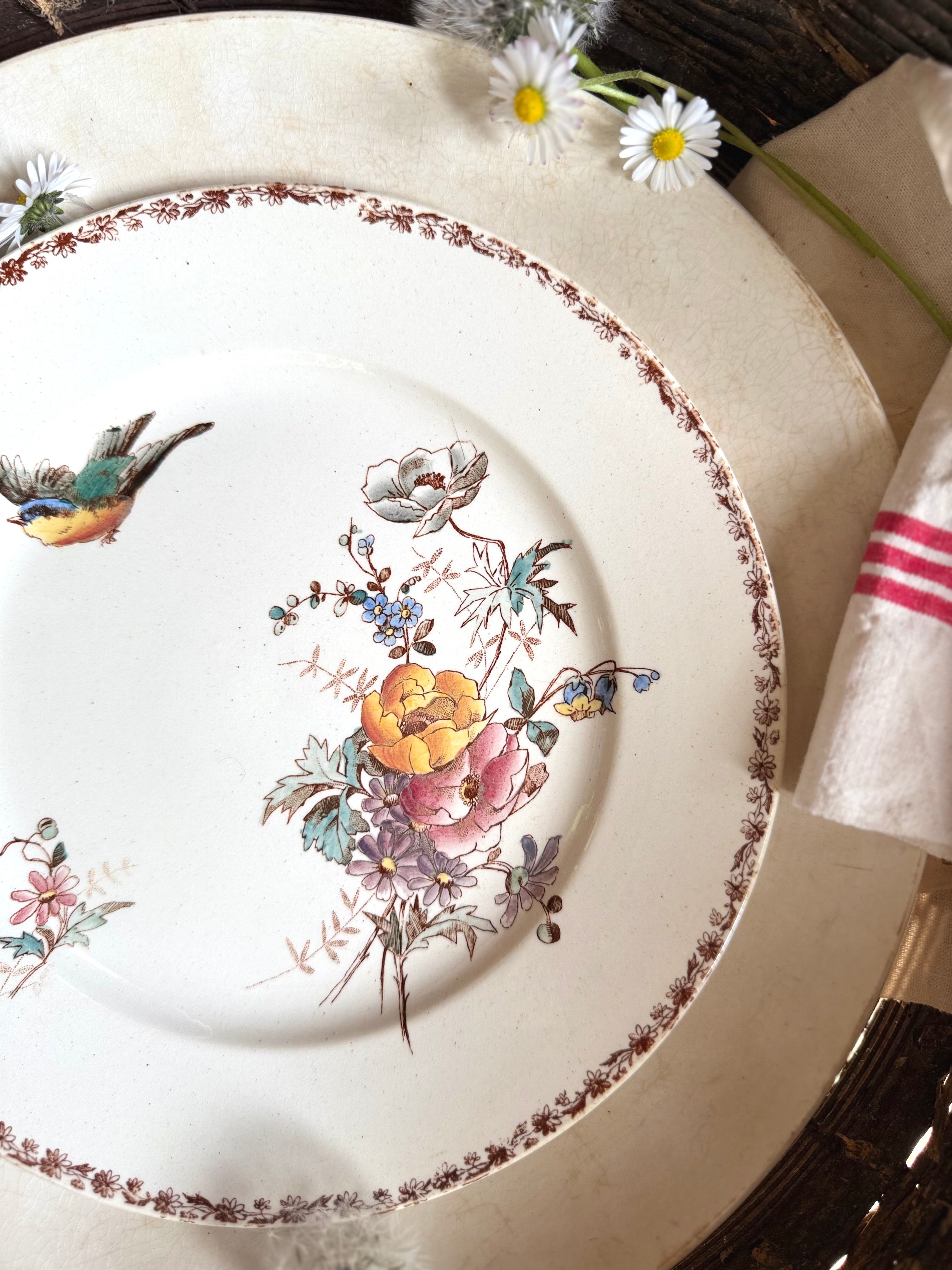 Assiette plate (N5) de Choisy Le Roi, polychrome en terre de fer