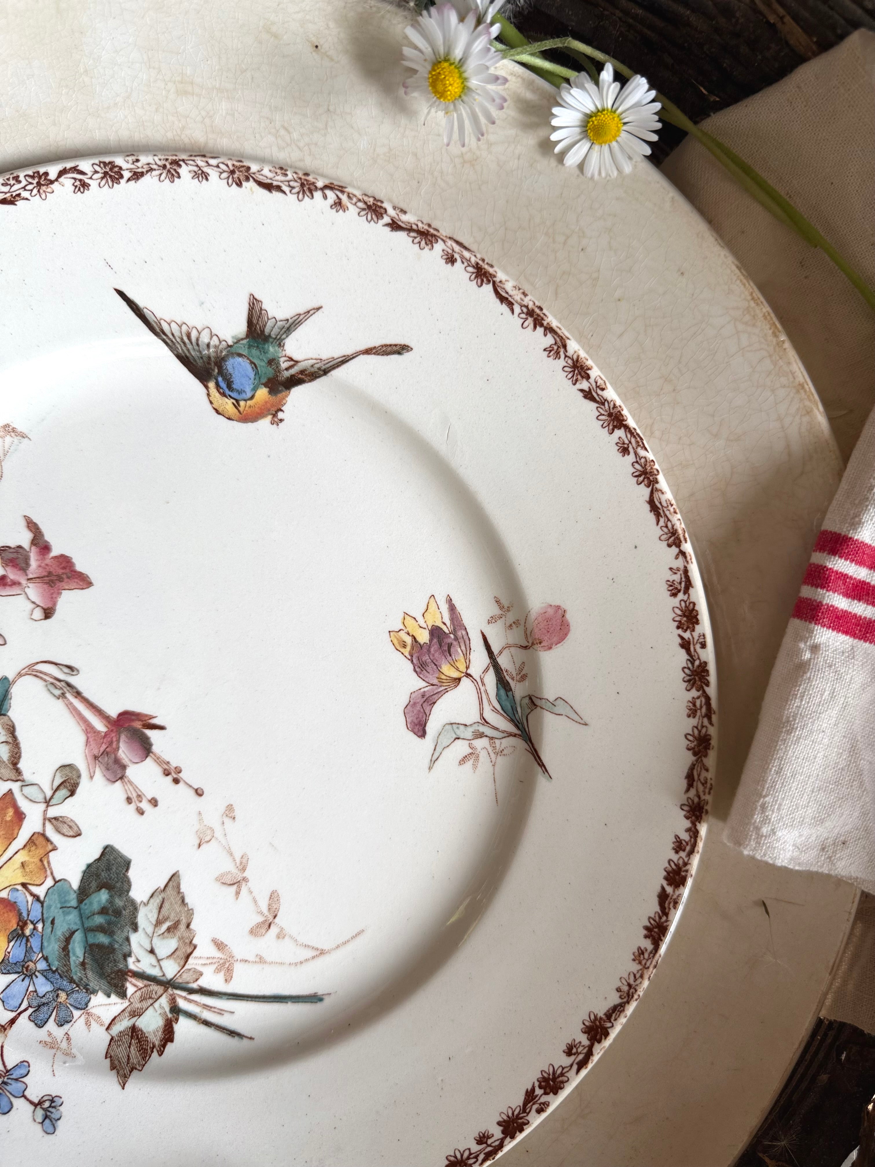 Assiette plate (N10) de Choisy Le Roi, polychrome en terre de fer