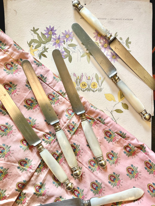 12 Couteaux à dessert/entrée, nacre et argent - Le boudoir luxe de Solenn
