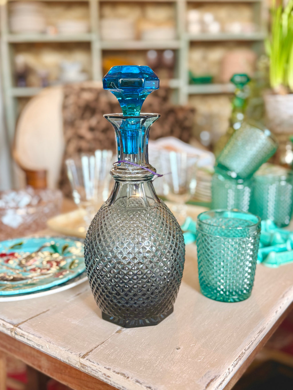 Carafe collection « pointes de diamant » bleue - Le boudoir luxe de Solenn