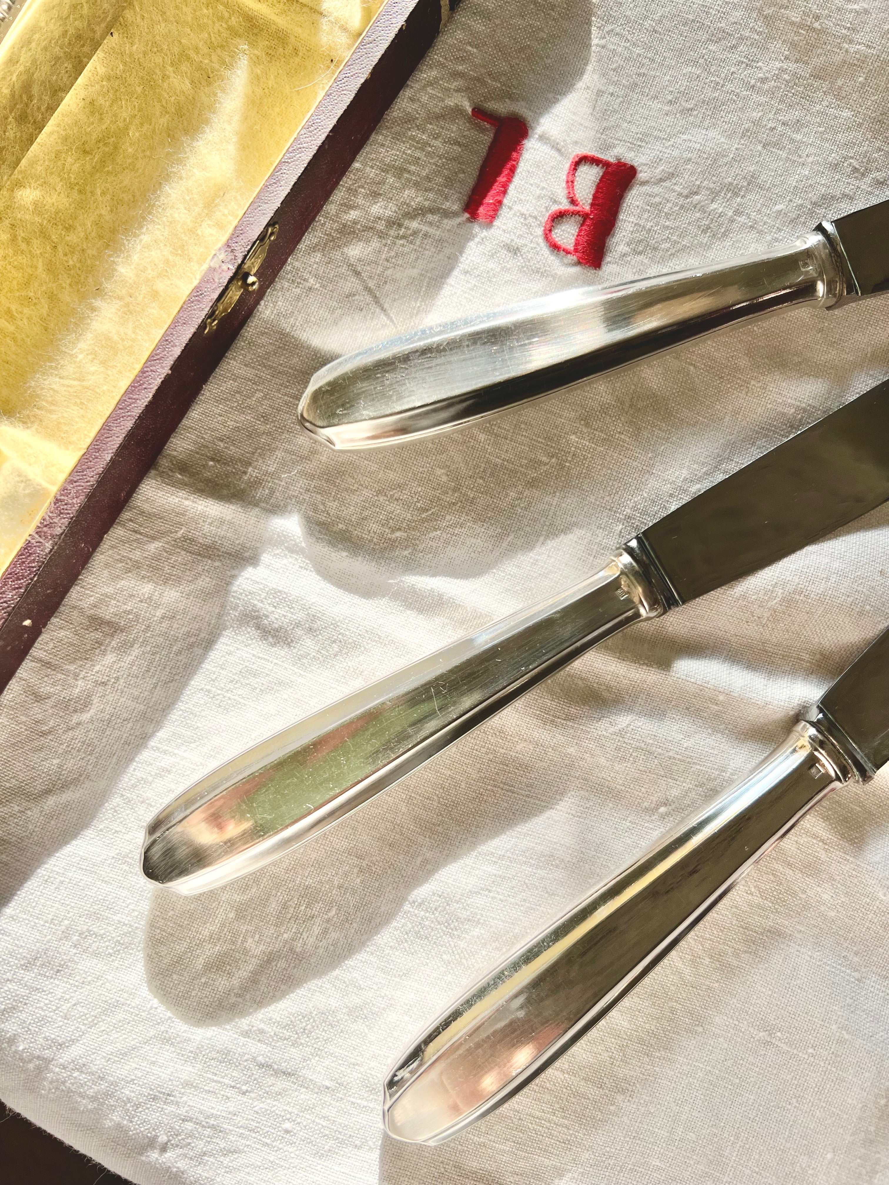 12 couteaux art déco en métal argenté - Le boudoir luxe de Solenn