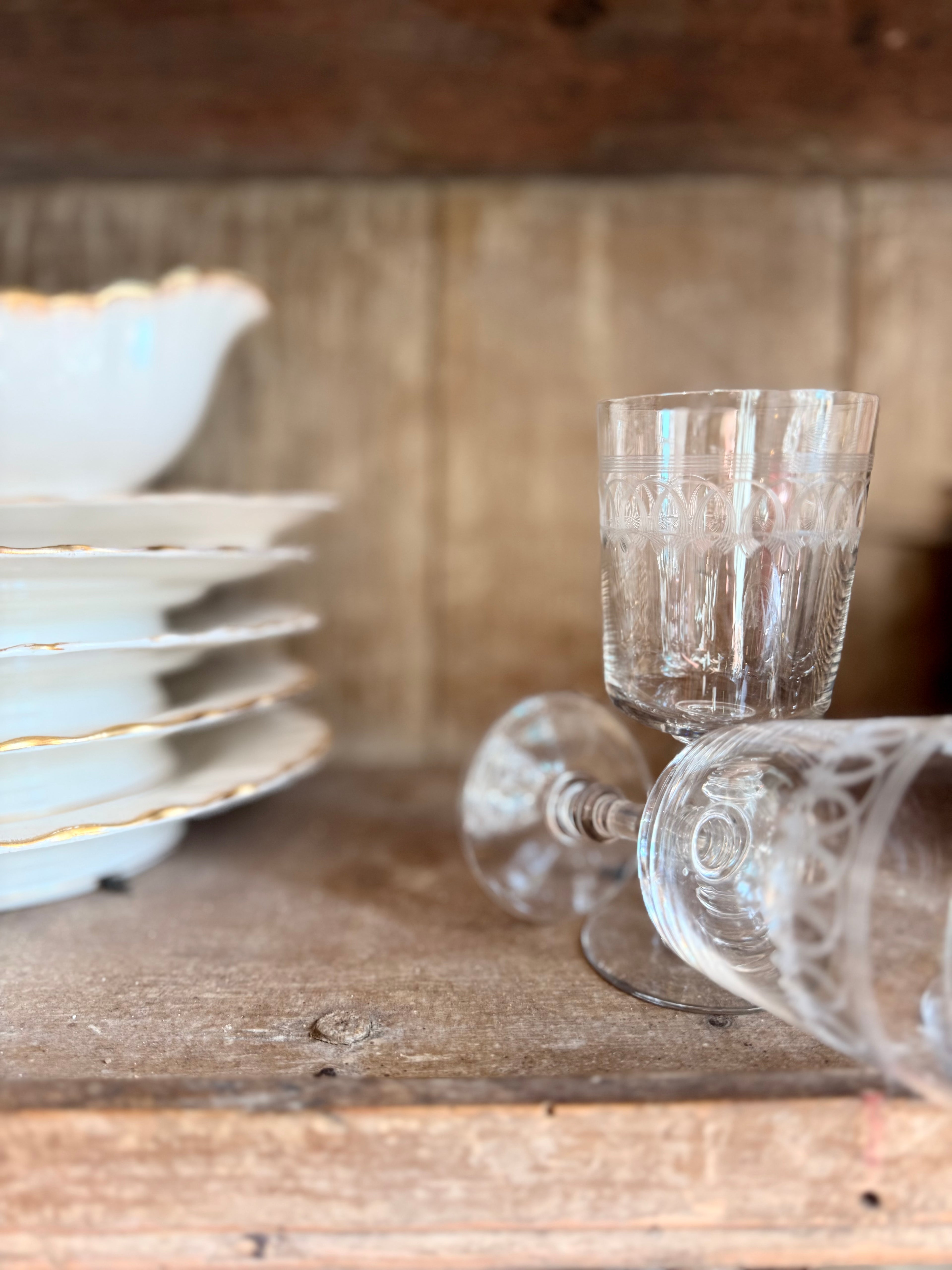 Verres à vin en cristal, XIX ème