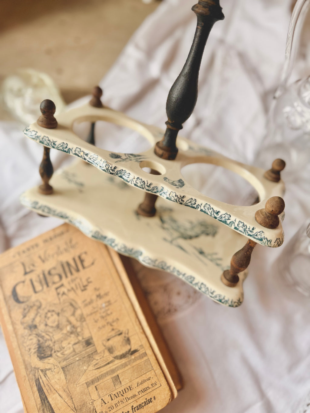 Serviteur Gien huile-vinaigre « Coqs »