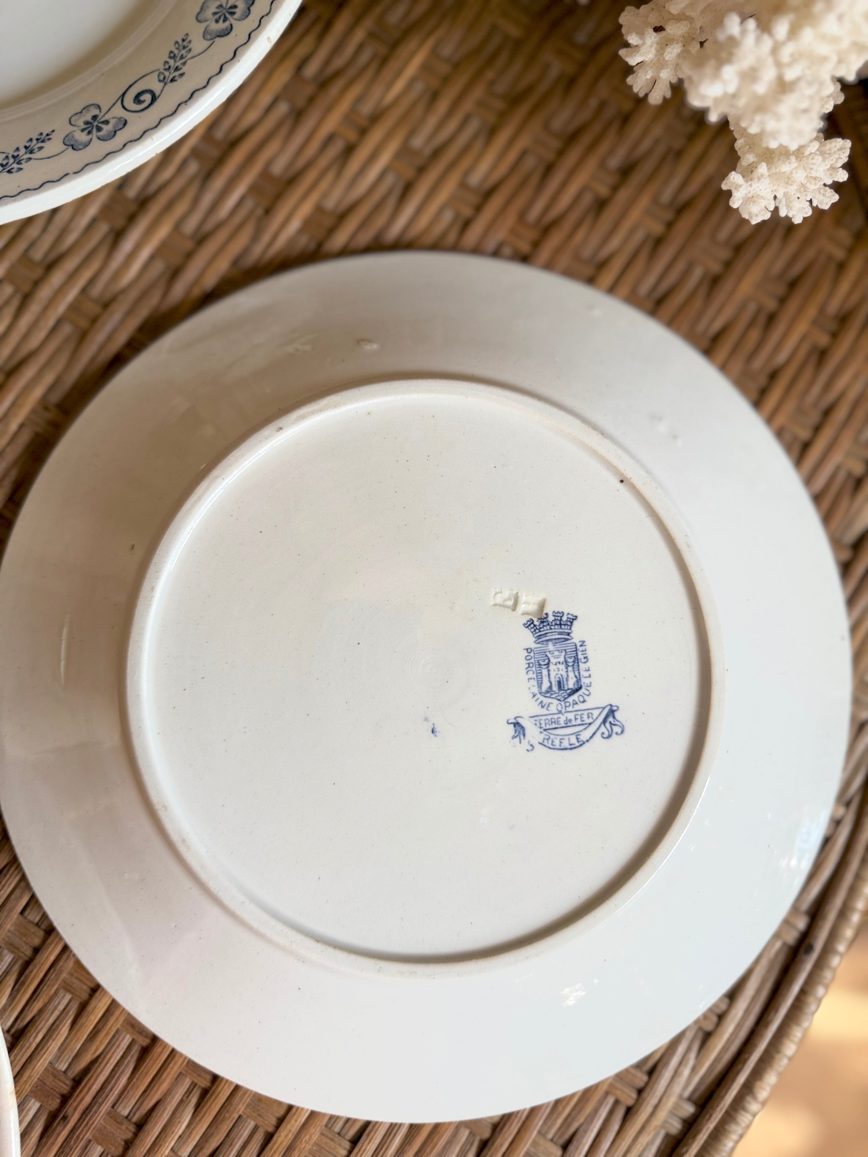 Assiettes plates en terre de fer dépareillées