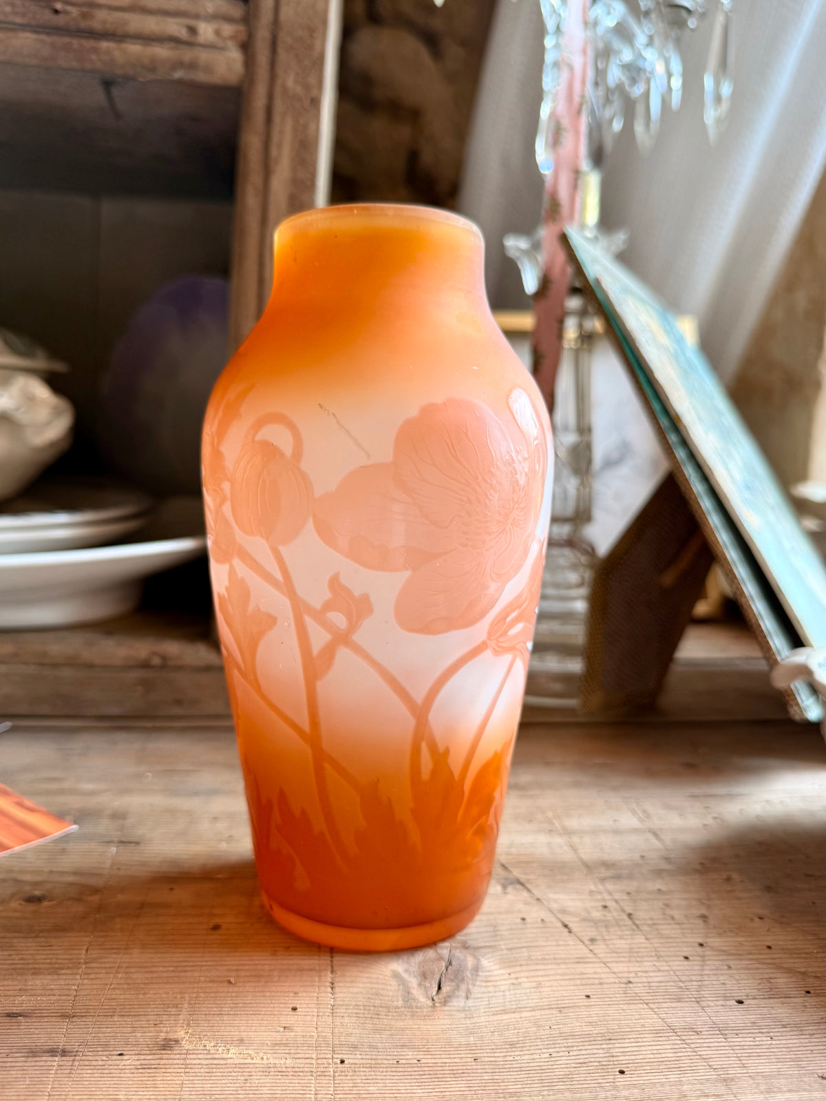 Vase Gallé, art nouveau aux anémones.
