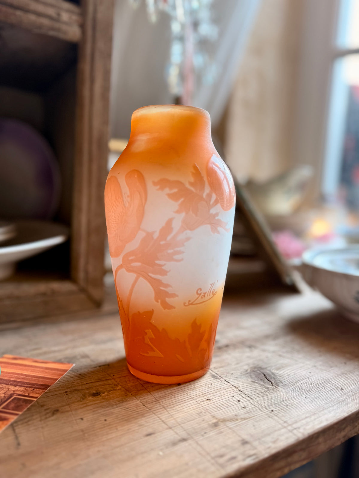 Vase Gallé, art nouveau aux anémones.
