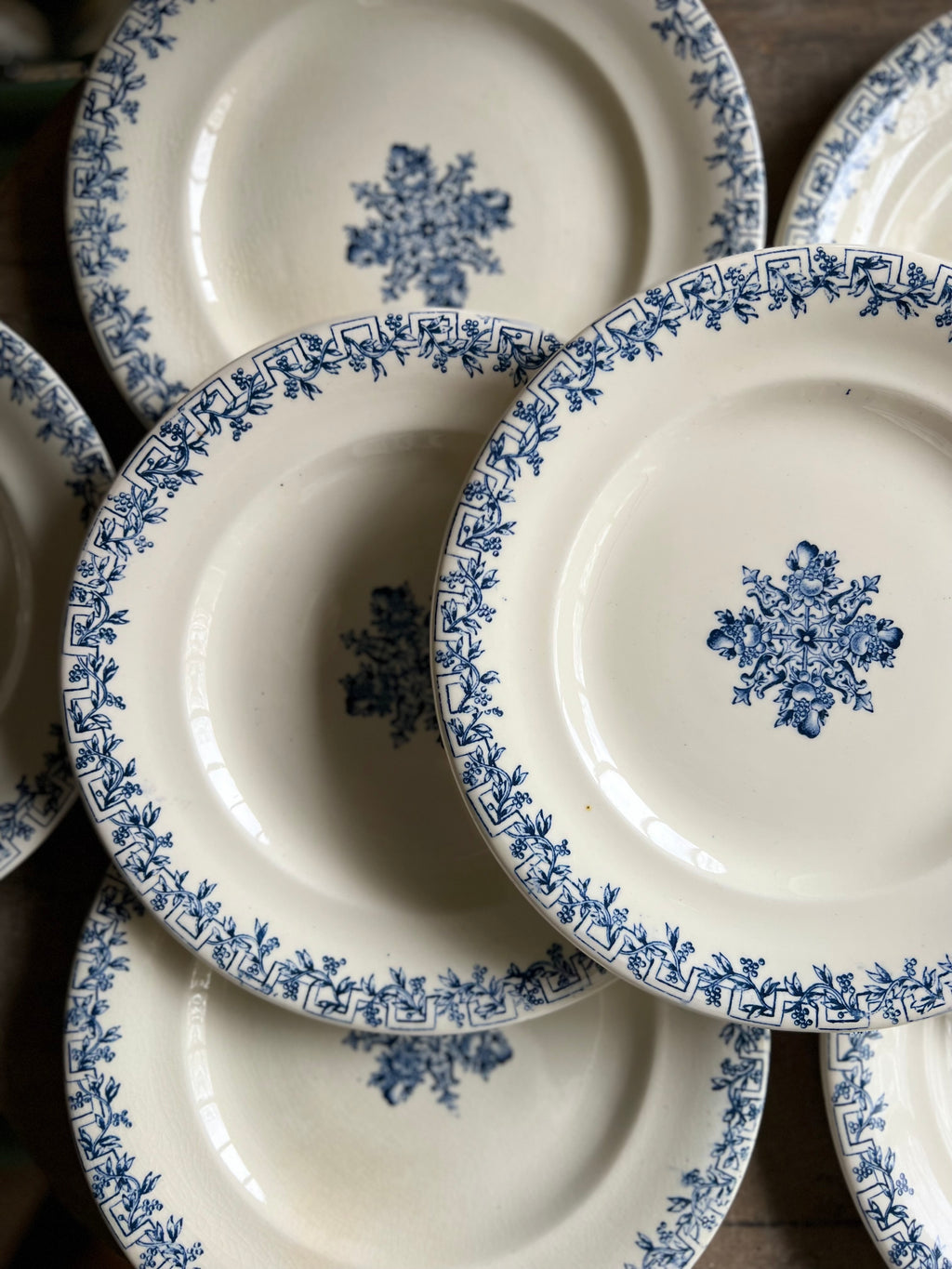 5 assiettes plates, terre de fer, fin XIX ème de Clairefontaine - Le boudoir luxe de Solenn