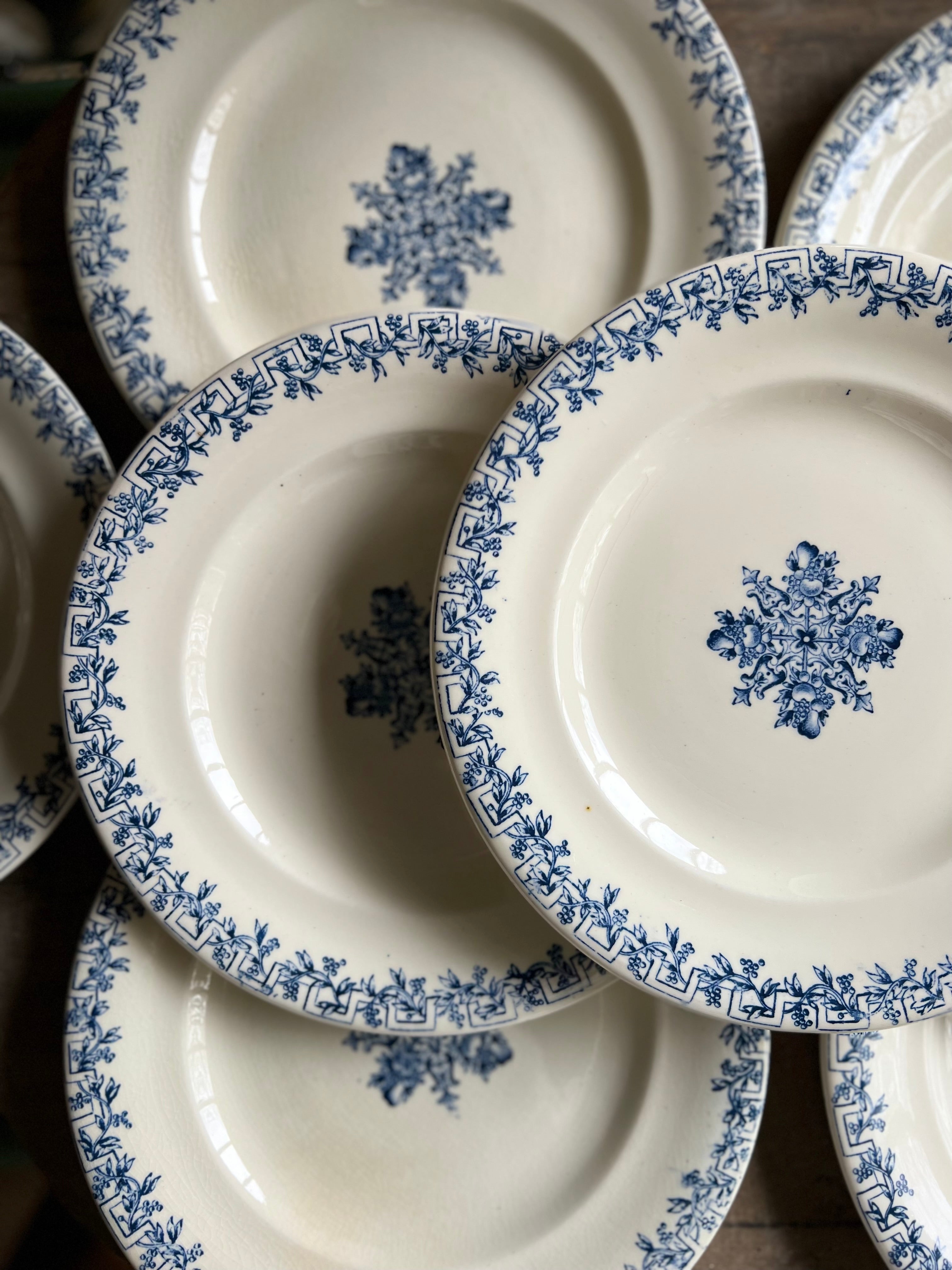 5 assiettes plates, terre de fer, fin XIX ème de Clairefontaine - Le boudoir luxe de Solenn