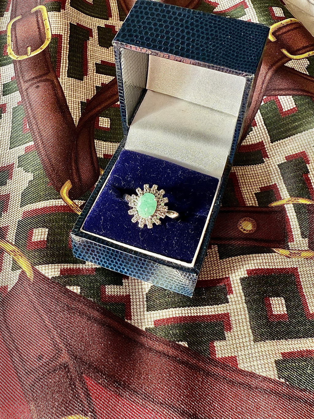 Bague marquise argent et émeraude - Le boudoir luxe de Solenn