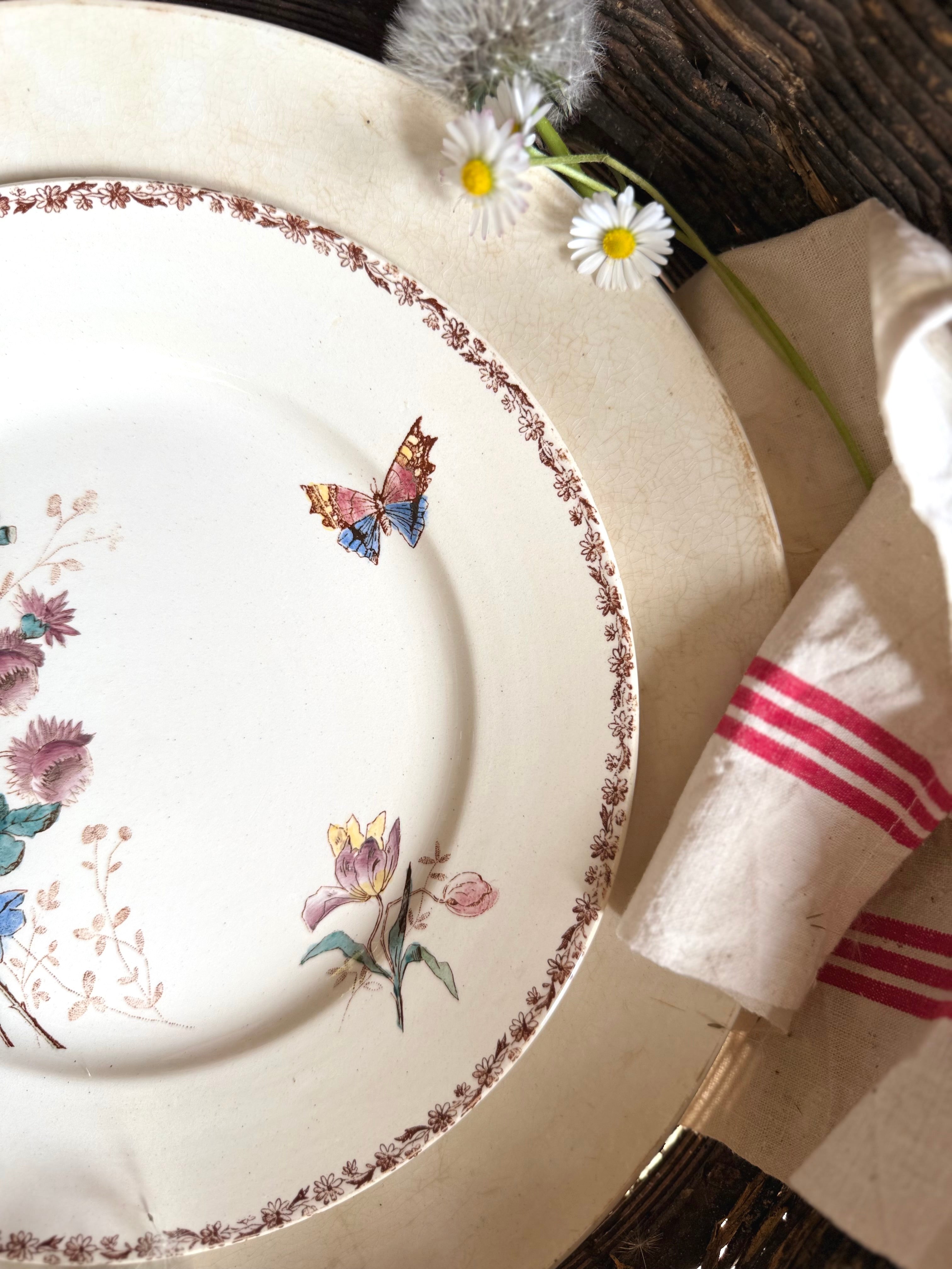 Assiette plate (N9) de Choisy Le Roi, polychrome en terre de fer