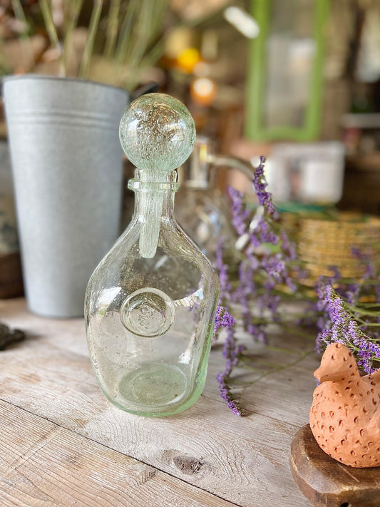 Carafe Biot en vert bullé verte, vintage. - Le boudoir luxe de Solenn